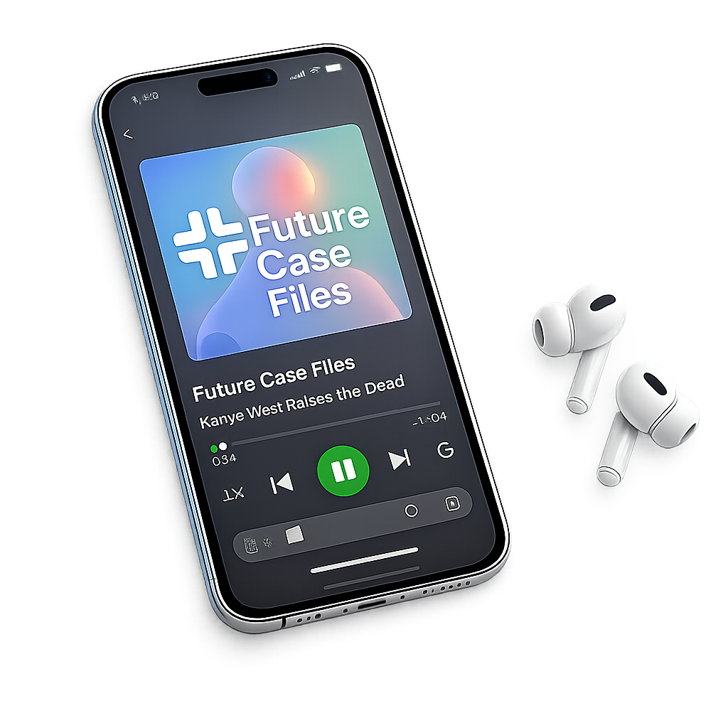 Future Case Files playing on a phone with AirPods